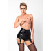 Шортики Noir Handmade F325 Glam, 3XL, black, вініл, висока талія, кріплення для панчіх, з доступом