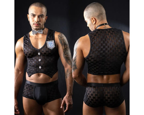 Чоловічий еротичний костюм офіціанта JSY «Привабливий Михаель» One Size, топ, труси, метелик