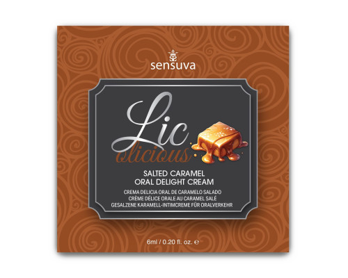 Пробник геля для мінету Sensuva Lic-o-licious Salted Caramel (6 мл), оліїстий, без цукру