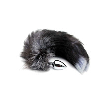 Металева анальна пробка Лисячий хвіст Alive Black And White Fox Tail S (м'яте паковання!!!)