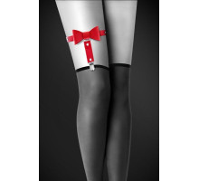 Гартер на ногу Bijoux Pour Toi - WITH BOW Red, сексуальна підв'язка з бантиком, екошкіра