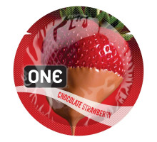 Ароматизований презерватив ONE FlavorWaves Chocolate Strawberry, 1 шт, запах полуниці та шоколаду