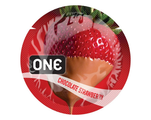 Ароматизований презерватив ONE FlavorWaves Chocolate Strawberry, 1 шт, запах полуниці та шоколаду