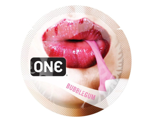 Ароматизований презерватив ONE FlavorWaves Bubblegum, 1 шт, фіолетовий, запах жувальної гумки