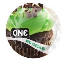 Ароматизований презерватив ONE FlavorWaves Mint Chocolate, 1 шт, зелений, запах м’ятного шоколаду