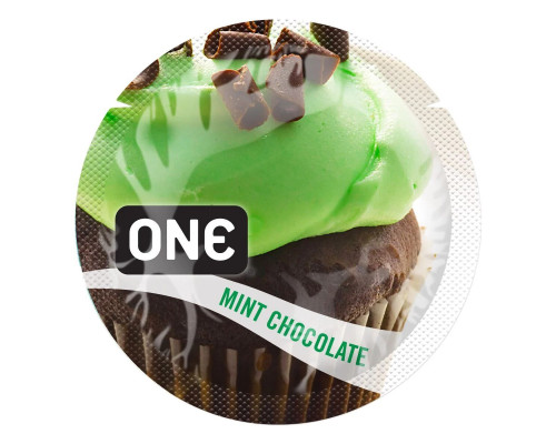 Ароматизований презерватив ONE FlavorWaves Mint Chocolate, 1 шт, зелений, запах м’ятного шоколаду