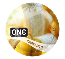 Ароматизований презерватив ONE FlavorWaves Banana Split, 1 шт, жовтий, запах бананового десерту