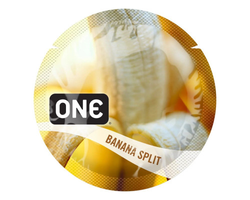Ароматизований презерватив ONE FlavorWaves Banana Split, 1 шт, жовтий, запах бананового десерту