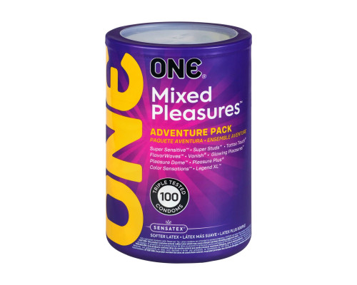 Набір презервативів ONE Mixed Pleasures, 100 шт, 10 видів, паковання-тубус
