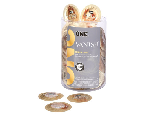 Набір презервативів ONE Vanish Hyperthin, 100 шт, ультратонкі, зі змазкою, паковання-тубус