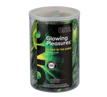 Набір презервативів ONE Glowing Pleasures, 100 шт, світяться в темряві, зі змазкою, паковання-тубус
