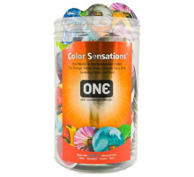 Набір презервативів ONE Color Sensations, 100 шт, кольорові, 10 кольорів, зі змазкою, паковання-тубус