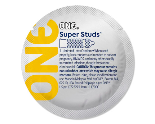 Презерватив ONE Super Studs, 1 шт, з точковим рельєфом, зі змазкою