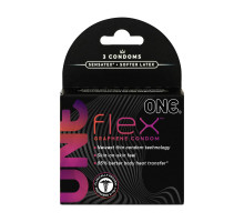 Презервативи ONE Flex Graphene, 3 шт, супертонкі, дуже міцні, картонне паковання