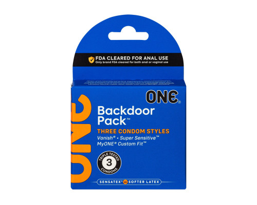 Презервативи ONE Backdoor, 3 шт, 3 види, картонне паковання