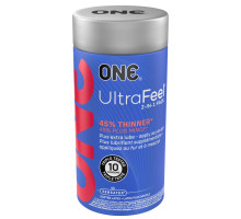 Презервативи ONE Ultra Feel, ультратонкі, з додатковою змазкою, 10 шт, подарункове паковання-тубус