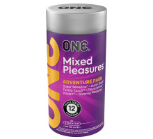 Презервативи ONE Mixed Pleasures, 12 шт, 6 видів, подарункове паковання-тубус