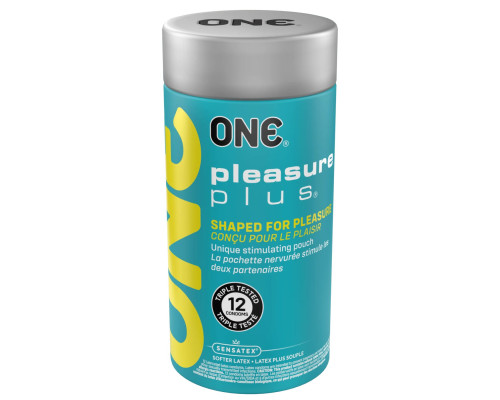 Презервативи ONE Pleasure Plus, 12 шт, з ребристою ділянкою на кінці, подарункове паковання-тубус