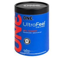 Презервативи ONE Ultra Feel, ультратонкі, з додатковою змазкою, 40 шт, подарункове паковання-тубус