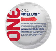 Презерватив ONE Tattoo Touch Red, 1 шт, червоний, з рельєфом у вигляді татуювання