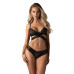 Комплект Obsessive Blomentis 2-pcs set, XS/S, мереживний, ліф із зав’язками на спині, трусики-сліпи