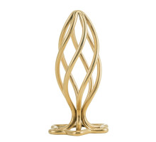 Металева анальна пробка LOCKINK SEVANDA Hollow Spiral Golden, M, золотиста, діаметр 3 см