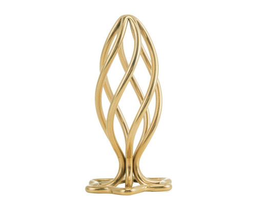 Металева анальна пробка LOCKINK SEVANDA Hollow Spiral Golden, M, золотиста, діаметр 3 см