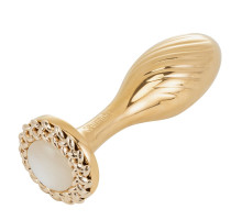 Металева анальна пробка LOCKINK SEVANDA Pearl Pear-shape Anal Plug, зі штучною перлиною