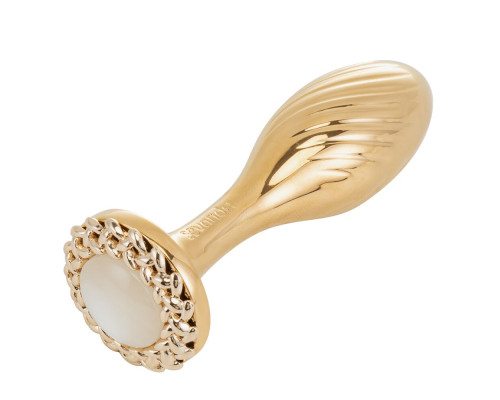 Металева анальна пробка LOCKINK SEVANDA Pearl Pear-shape Anal Plug, зі штучною перлиною