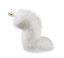 Металева анальна пробка з хутряним хвостом LOCKINK SEVANDA White Fox-Tail Anal Rose-shape Plug
