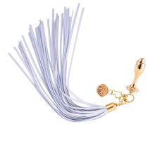 Анальна пробка з флогером LOCKINK SEVANDA White Pony-Tail Anal Rose-shape Plug