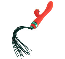 Вібратор-кролик з пульсацією та флогером LOCKINK SEVANDA Whip Vibrating Massage Wand, червоно-зелений