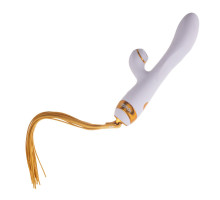 Вібратор-кролик з пульсацією та флогером LOCKINK SEVANDA Whip Vibrating Massage Wand, біло-золотий