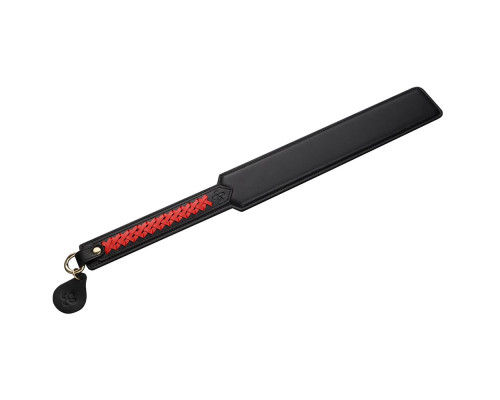 Паддл LOCKINK SEVANDA Braided-handle Spanking Paddle, чорно-червоний, гладенький, з плетінням на ручці