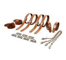 Набір для бондажу LOCKINK 8-Bondage-Straps Restraint Set, коричневий, 8 ременів з натуральної шкіри