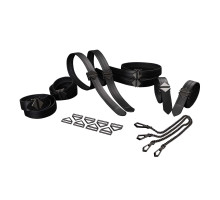 Набір для бондажу LOCKINK 8-Bondage-Straps Restraint Set, чорний 8 ременів з натуральної шкіри