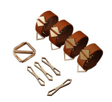 Набір фіксаторів для рук та ніг LOCKINK Hogtie Set, коричневий, ремені з натуральної шкіри