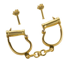 Наручники LOCKINK Love-slave Handcuffs, золотисті, металеві, у формі стремен