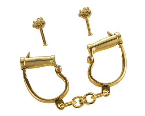 Наручники LOCKINK Love-slave Handcuffs, золотисті, металеві, у формі стремен