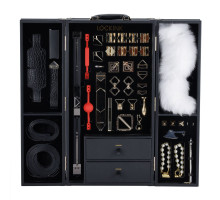 БДСМ-набір LOCKINK All-in-1 BDSM Play Kit, чорний, шкіра з тисненням, предмети для бондажу, шибарі, ваксплею
