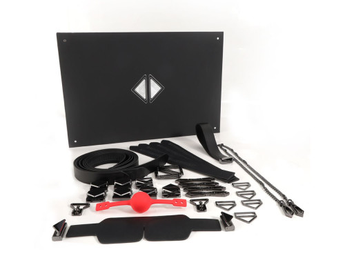 БДСМ-набір LOCKINK Bondage & Restraint Set, чорний, натуральна шкіра, фіксатори, маска, кляп