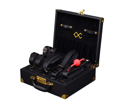 БДСМ-набір LOCKINK Moonlight Treasure Chest, чорний, натуральна шкіра
