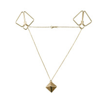 SX0844 Затискачі для сосків з важкою підвіскою LOCKINK Nipple Clamps with Heavy Pendant, золотисті