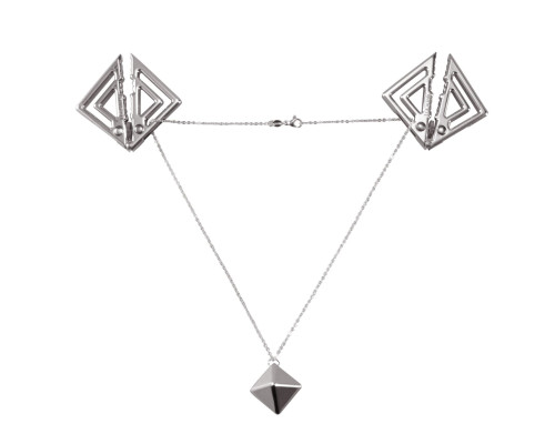 Затискачі для сосків з важкою підвіскою LOCKINK Adjustable Nipple Clamps with Heavy Pendant, під срібло