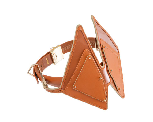 Маска на очі LOCKINK Vixen Blindfold, коричнева, натуральна шкіра, регульований обсяг
