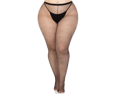 Колготки Leg Avenue Spandex micro net tights, 1X/2X, чорні, у дрібну сітку, середня посадка