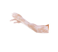 Рукавички Leg Avenue Lace Opera Length Gloves, One Size, білі, вище ліктя, сітка з квітковим візерунком