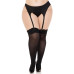 Панчохи Leg Avenue Lace top opaque thigh highs, 1X/2X, чорні, напівпрозорі, мереживна резинка