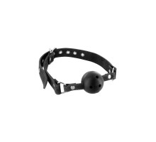 Повітропроникний кляп Fetish Tentation Premium Leather gag with stiff ball, шкіряний ремінець