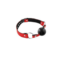 Кляп Fetish Tentation Premium Leather Gag with Silicone Ball (Red), силіконова кулька